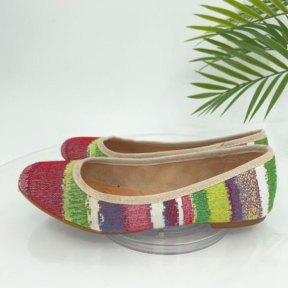 Born Women Abbee Ballet Flat Size 7 Striped Round Toe Shoe Multicolor Comfy - Picture 8 of 13